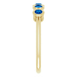 14K Gold Round Natural Blue Sapphire Five-Stone Bezel-Set Ring - Yellow Gold - view 4