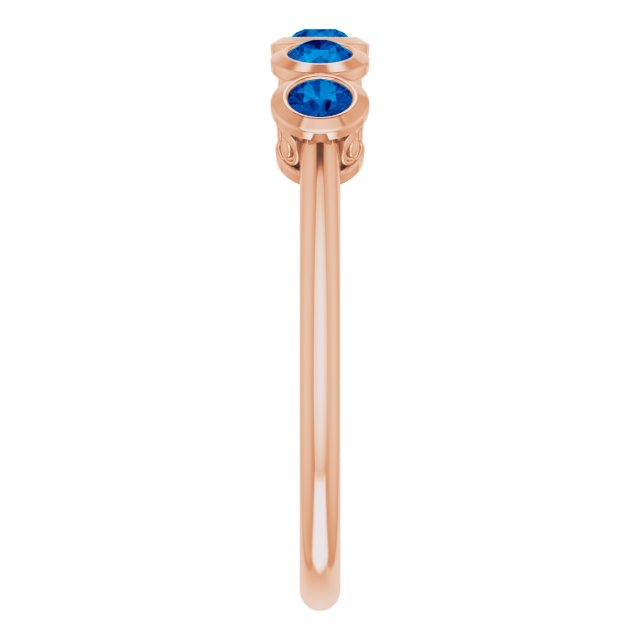 14K Gold Round Lab-Grown Blue Sapphire Five-Stone Bezel-Set Ring - Rose Gold - view 4