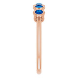 14K Gold Round Natural Blue Sapphire Five-Stone Bezel-Set Ring - Rose Gold - view 4