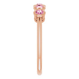 14K Gold Round Natural Pink Tourmaline Five-Stone Bezel-Set Ring - Rose Gold - view 4