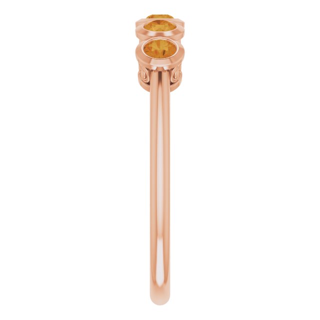 14K Gold Round Natural Citrine Five-Stone Bezel-Set Ring - Rose Gold - view 4
