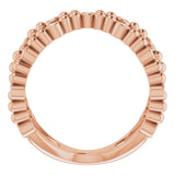 14K Gold Round Natural Diamond Beaded Negative Space Ring - Rose Gold - view 2