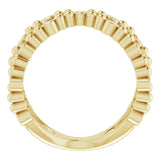 14K Gold Round Natural Diamond Beaded Negative Space Ring - Yellow Gold - view 2