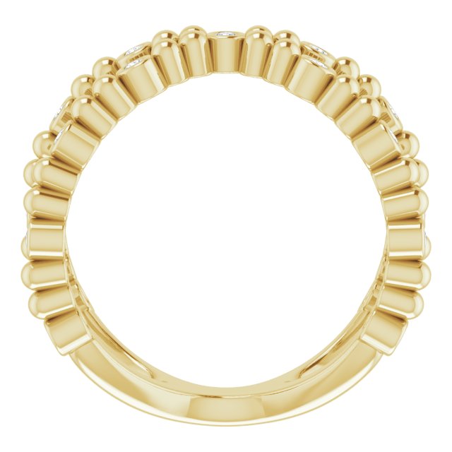 14K Gold Round Natural Diamond Beaded Negative Space Ring - Yellow Gold - view 2
