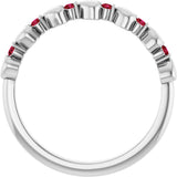 Platinum Round Natural Ruby Accented Stackable Heart Ring - view 2