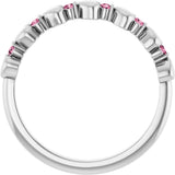 14K Gold Round Natural Pink Tourmaline Accented Stackable Heart Ring - White Gold - view 2