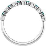 Platinum Round Natural Alexandrite Accented Stackable Heart Ring - view 2