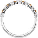 Platinum Round Natural Citrine Accented Stackable Heart Ring - view 2