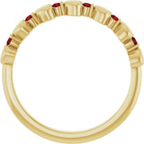 14K Gold Round Natural Mozambique Garnet Accented Stackable Heart Ring - Yellow Gold - view 2