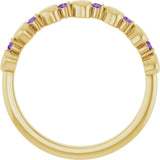 14K Gold Round Natural Amethyst Accented Stackable Heart Ring - Yellow Gold - view 2