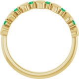 14K Gold Round Natural Emerald Accented Stackable Heart Ring - Yellow Gold - view 2