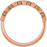 14K Gold Round Natural Peridot Accented Stackable Heart Ring - Rose Gold - view 2