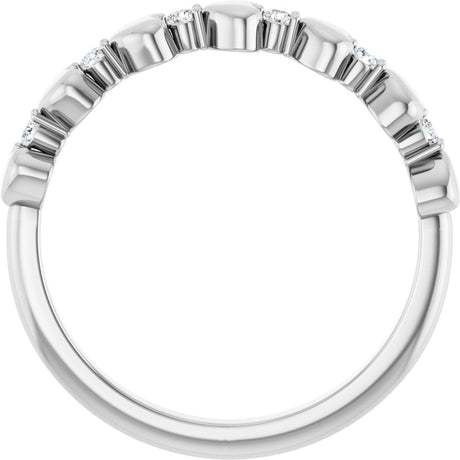 Platinum Round Natural Diamond Accented Stackable Heart Ring - view 2