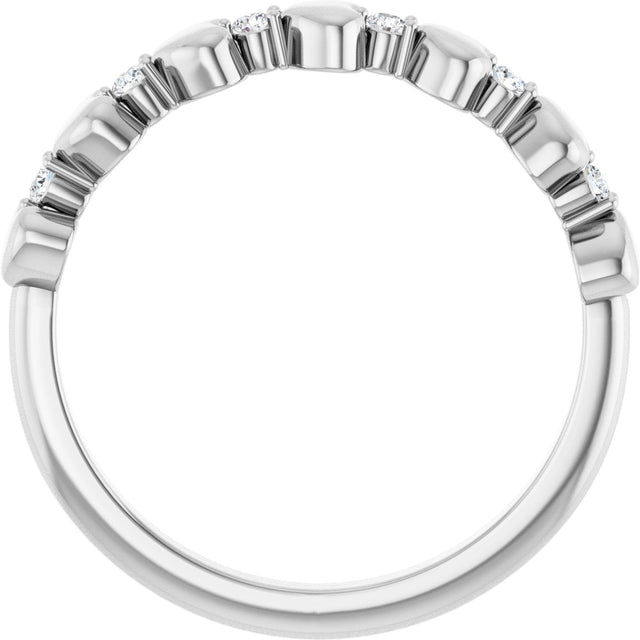 Platinum Round Natural Diamond Accented Stackable Heart Ring - view 2