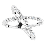 14K Gold Round Natural Diamond Beaded Negative Space Ring - White Gold - view 5