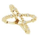 14K Gold Round Natural Diamond Beaded Negative Space Ring - Yellow Gold - view 5