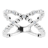 14K Gold Round Natural Diamond Beaded Negative Space Ring - White Gold - view 3