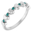 Platinum Round Natural Alexandrite Accented Stackable Heart Ring