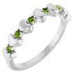 Platinum Round Natural Peridot Accented Stackable Heart Ring