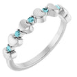 Platinum Round Natural Blue Zircon Accented Stackable Heart Ring