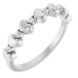 14K Gold Round Natural Diamond Accented Stackable Heart Ring - White Gold