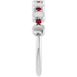 14K Gold Round Natural Ruby Accented Stackable Heart Ring - White Gold - view 4