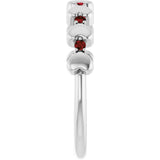 Platinum Round Natural Mozambique Garnet Accented Stackable Heart Ring - view 4