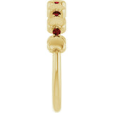 14K Gold Round Natural Mozambique Garnet Accented Stackable Heart Ring - Yellow Gold - view 4