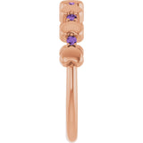 14K Gold Round Natural Amethyst Accented Stackable Heart Ring - Rose Gold - view 4