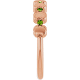 14K Gold Round Natural Peridot Accented Stackable Heart Ring - Rose Gold - view 4