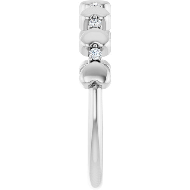 14K Gold Round Natural Diamond Accented Stackable Heart Ring - White Gold - view 4