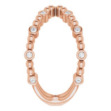 14K Gold Round Natural Diamond Beaded Negative Space Ring - Rose Gold - view 4