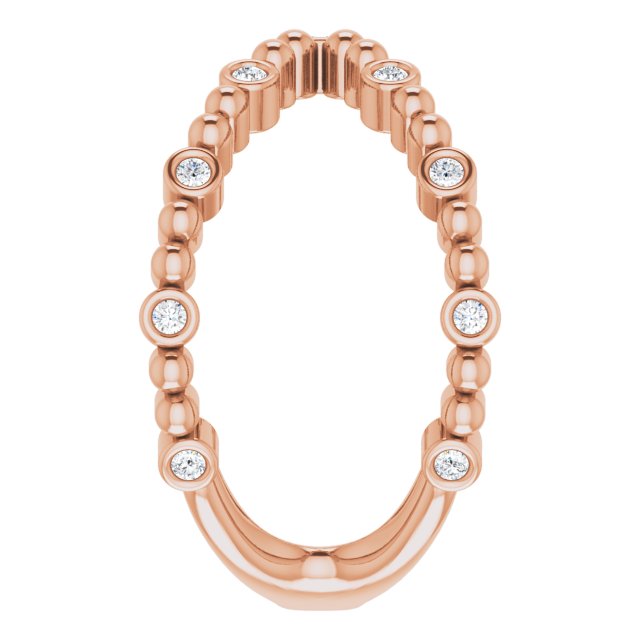 14K Gold Round Natural Diamond Beaded Negative Space Ring - Rose Gold - view 4
