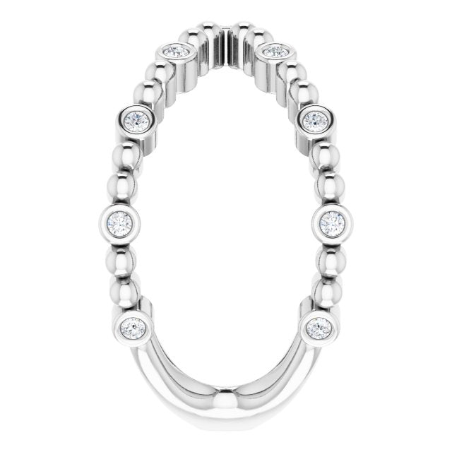 Platinum Round Natural Diamond Beaded Negative Space Ring - view 4