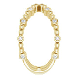 14K Gold Round Natural Diamond Beaded Negative Space Ring - Yellow Gold - view 4