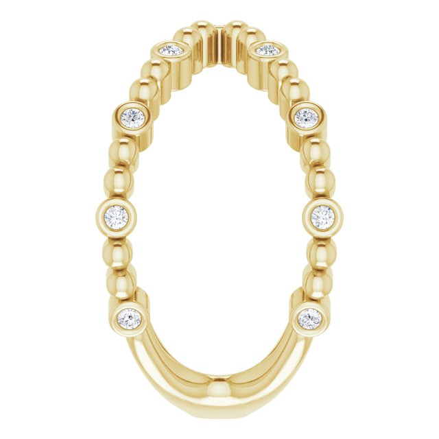 14K Gold Round Natural Diamond Beaded Negative Space Ring - Yellow Gold - view 4