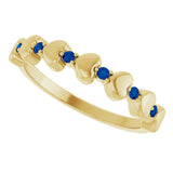 14K Gold Round Natural Blue Sapphire Accented Stackable Heart Ring - Yellow Gold - view 5