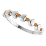 Platinum Round Natural Citrine Accented Stackable Heart Ring - view 5