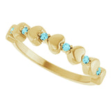 14K Gold Round Natural Blue Zircon Accented Stackable Heart Ring - Yellow Gold - view 5