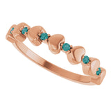 14K Gold Round Natural Alexandrite Accented Stackable Heart Ring - Rose Gold - view 5