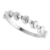 Platinum Round Natural Diamond Accented Stackable Heart Ring - view 5
