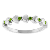 Platinum Round Natural Peridot Accented Stackable Heart Ring - view 3