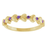 14K Gold Round Natural Amethyst Accented Stackable Heart Ring - Yellow Gold - view 3