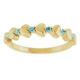 14K Gold Round Natural Blue Zircon Accented Stackable Heart Ring - Yellow Gold - view 3