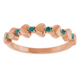 14K Gold Round Natural Alexandrite Accented Stackable Heart Ring - Rose Gold - view 3