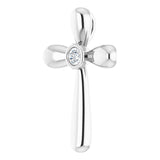 Platinum Round Natural Diamond Solitaire Bezel-Set Cross Pendant - view 2