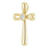 14K Gold Round Natural Diamond Solitaire Bezel-Set Cross Pendant - Yellow Gold - view 2