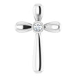 Platinum Round Natural Diamond Solitaire Bezel-Set Cross Pendant