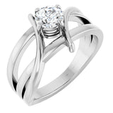 14K Gold Round Lab-Grown Diamond Bypass Ring - White Gold