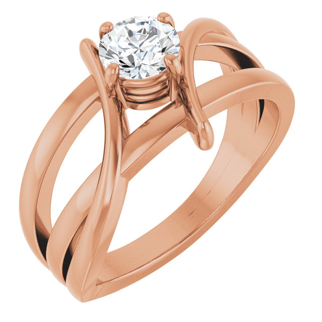 14K Gold Round Lab-Grown Diamond Bypass Ring - Rose Gold